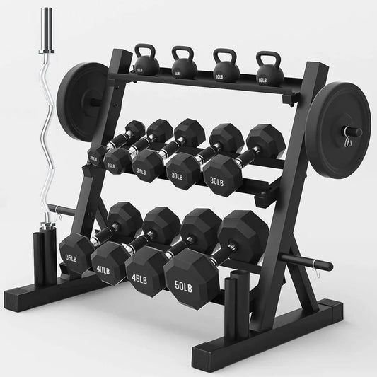 3 Tier Dumbbell Rack Multifunction Barbells Storage Rack